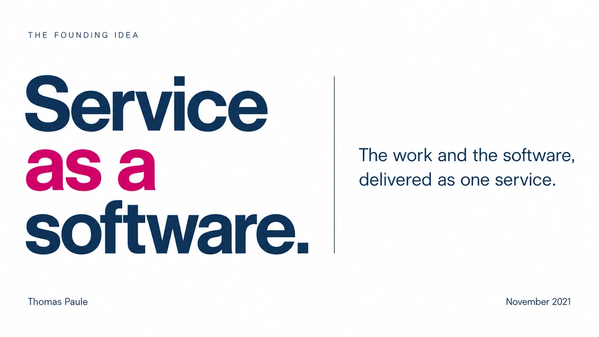 An editorial title graphic reads Service as a software, the idea behind Visory’s founding.
