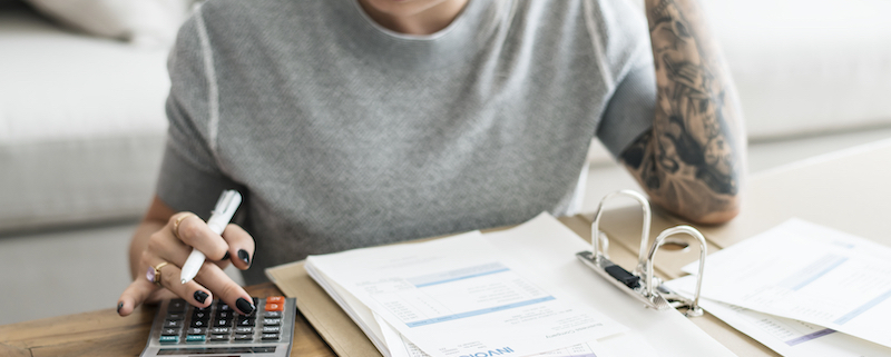 Woman working on invoicing process