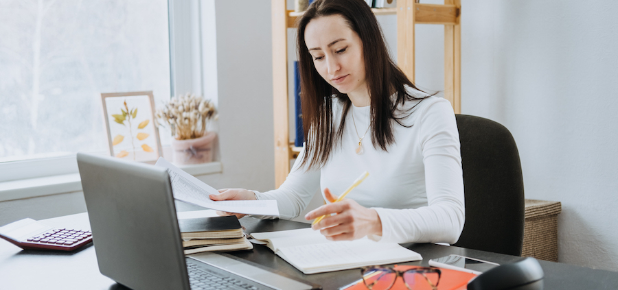 female accountant running a financial health check for a business