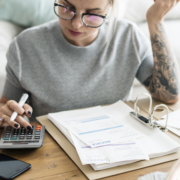 Woman working on Accounts Receivable