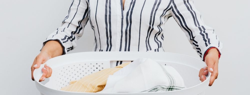 a person with a basket of laundry